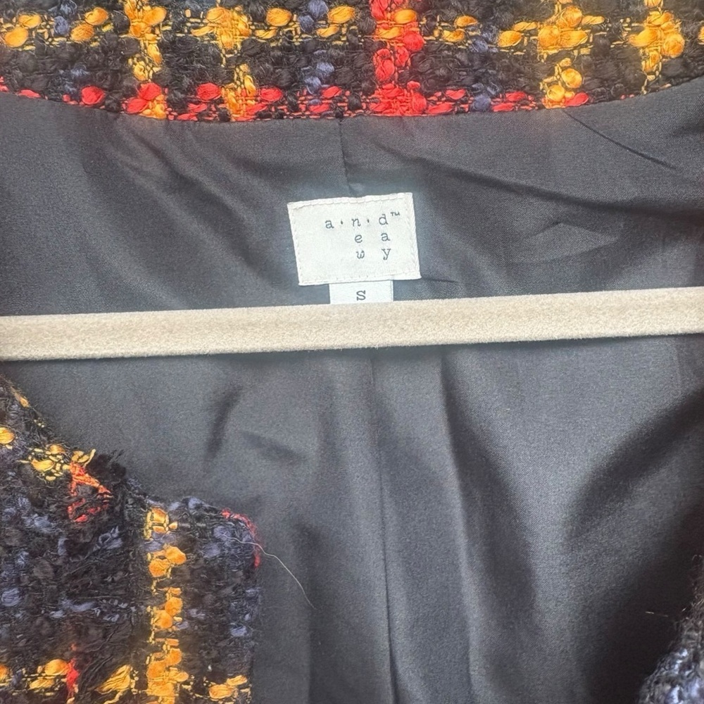 A New Day Tweed Sunflower Plaid Blazer Jacket Open Front Sz Small NWT - Picture 3 of 14